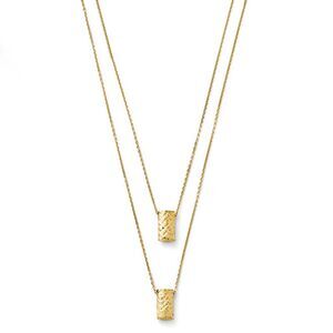 14k Yellow Gold Italian Two Layer Diamond Cut Necklace, 18 Inch